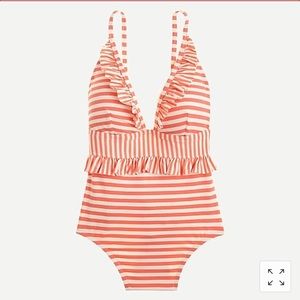 Ruffle plunging one-piece swimsuit J.Crew NWT